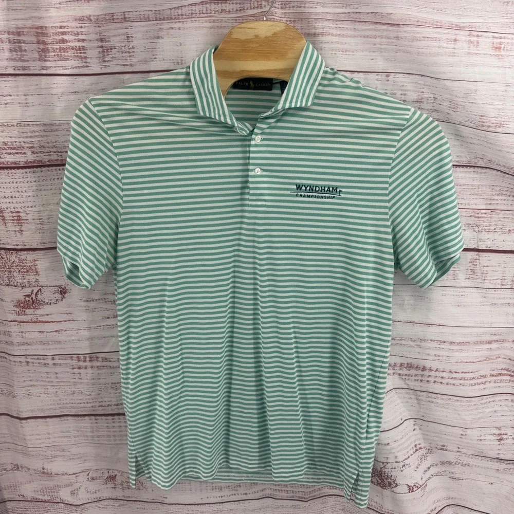 Ralph Lauren Pro Fit Polo Shirt Mens  XL Mint Green Striped Wyndham Championship